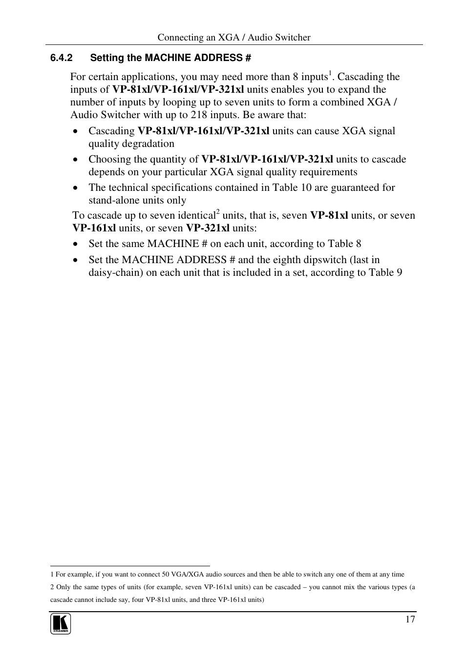 Kramer Electronics VP-161xl User Manual | Page 20 / 37
