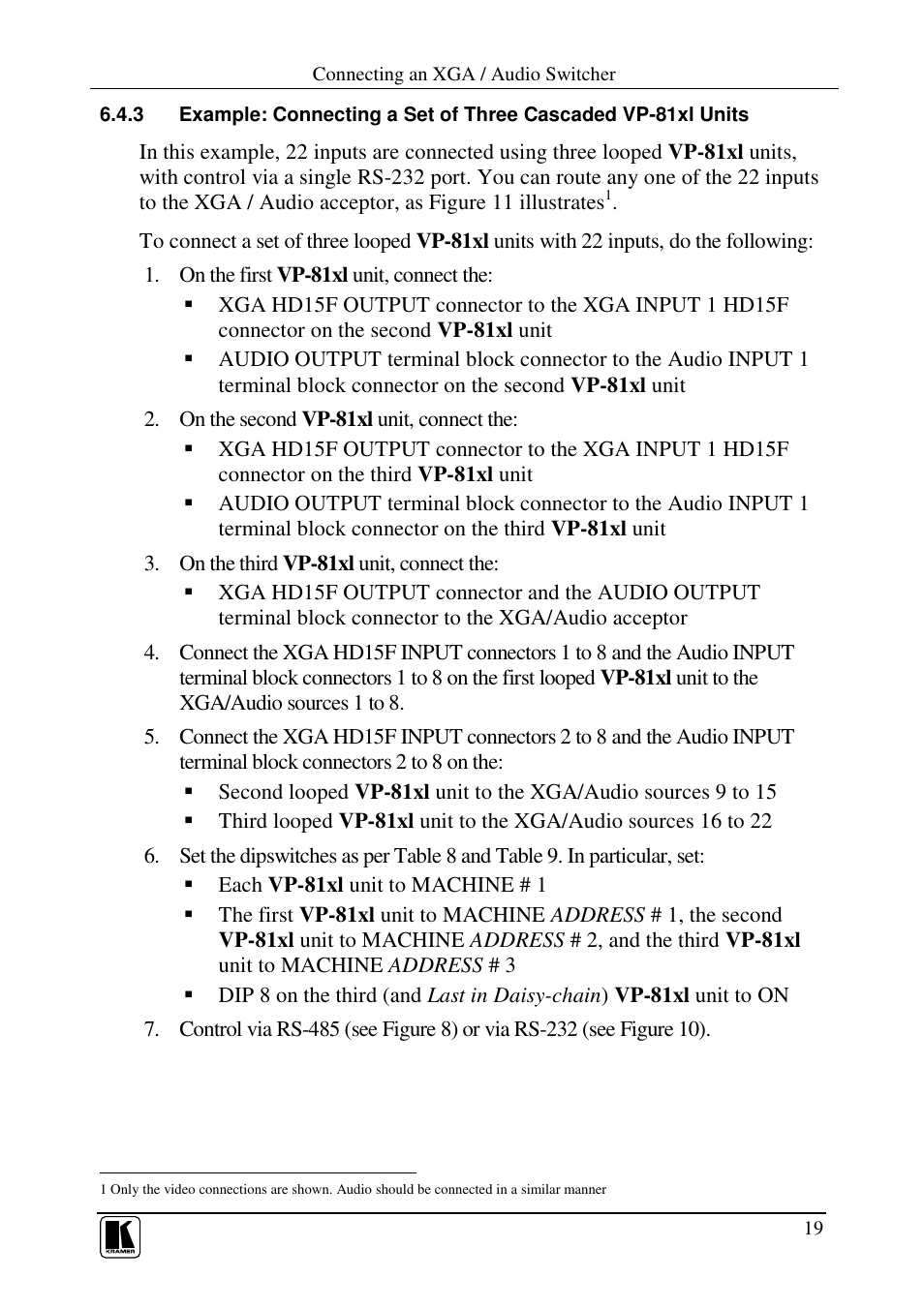 Kramer Electronics VP-161xl User Manual | Page 22 / 37