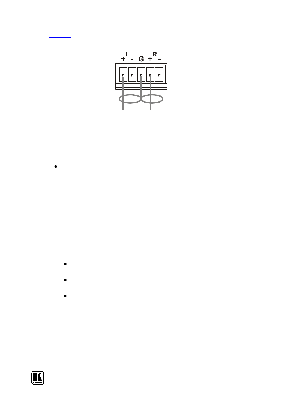 3 connecting to the vp-16x18ak via rs-232, 4 connecting to the vp-16x18ak via rs-485, Connecting to the vp-16x18ak via rs-232 | Connecting to the vp-16x18ak via rs-485, Figure 5: connecting to an unbalanced acceptor, Section | Kramer Electronics VP-16x18AK User Manual | Page 19 / 60