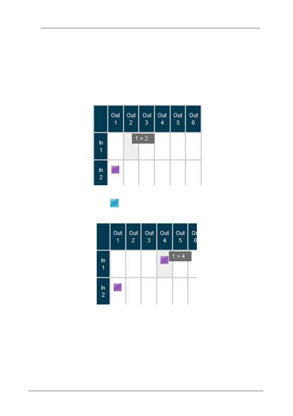 1 switching an input to an output, 2 setting the afv mode, Switching an input to an output | Setting the afv mode, Figure 16: switching an input to an output, Section | Kramer Electronics VP-16x18AK User Manual | Page 34 / 60