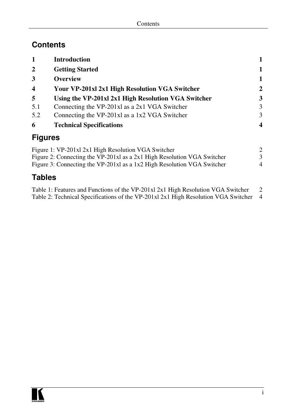 Kramer Electronics VP-201xl User Manual | Page 2 / 8