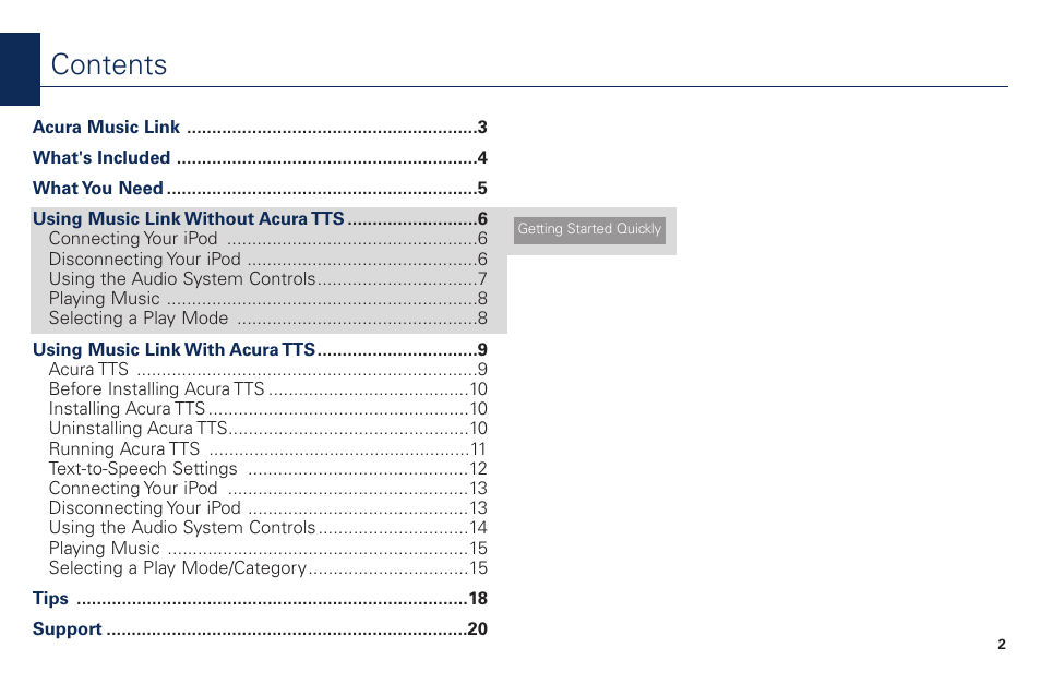 Acura Music Link BAM30192 User Manual | Page 2 / 21