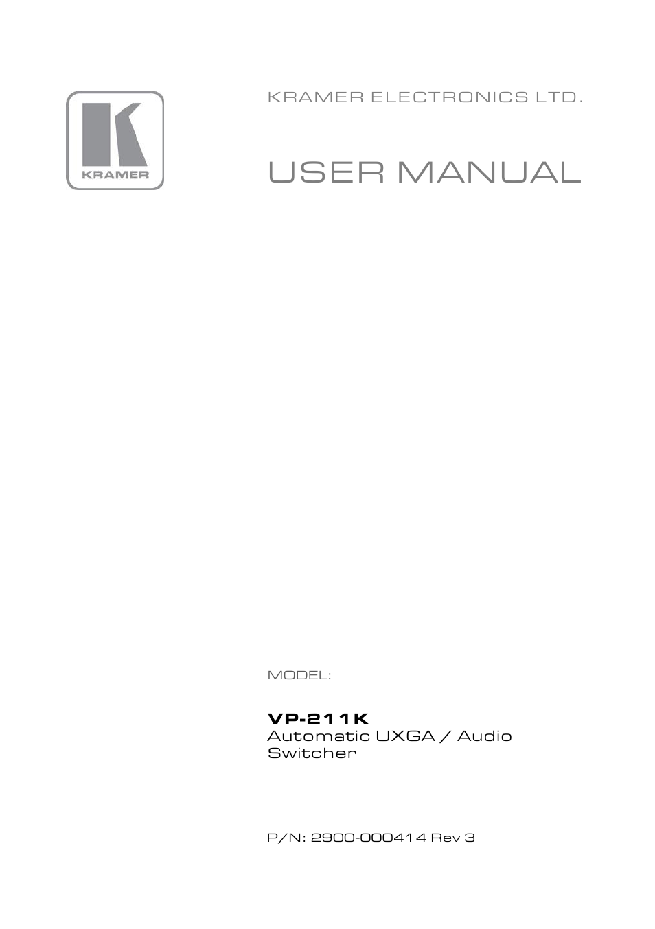Kramer Electronics VP-211K User Manual | 15 pages