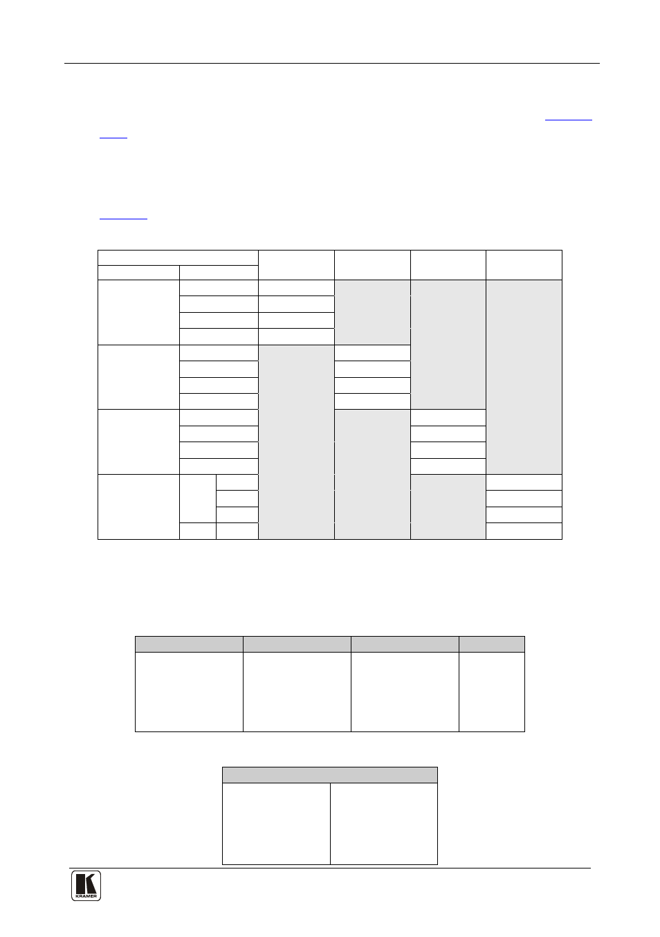 11 hex table (protocol 2000), 1 the switching control hex table, 2 audio gain control hex tables | Hex table (protocol 2000), The switching control hex table, Audio gain control hex tables, Table 7: set the audio gain control for the groups | Kramer Electronics VP-27 User Manual | Page 20 / 32