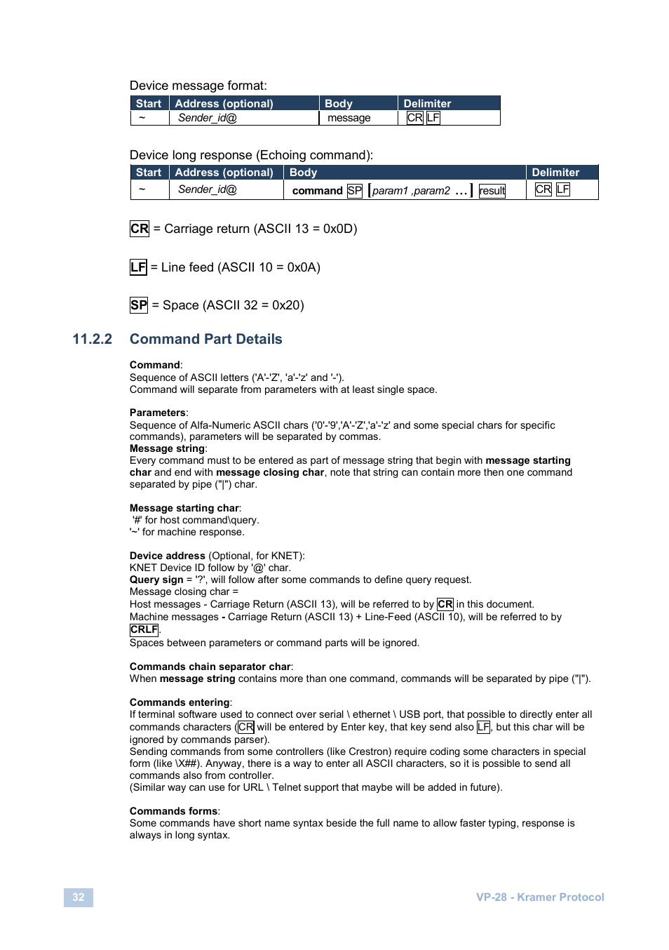 2 command part details | Kramer Electronics VP-28 User Manual | Page 36 / 42