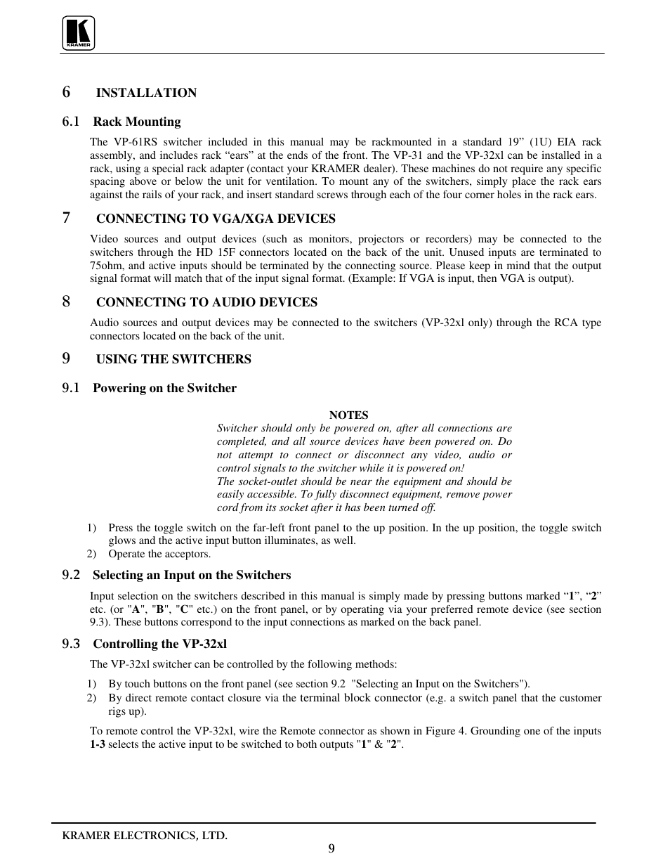 Kramer Electronics VP-31 User Manual | Page 11 / 25