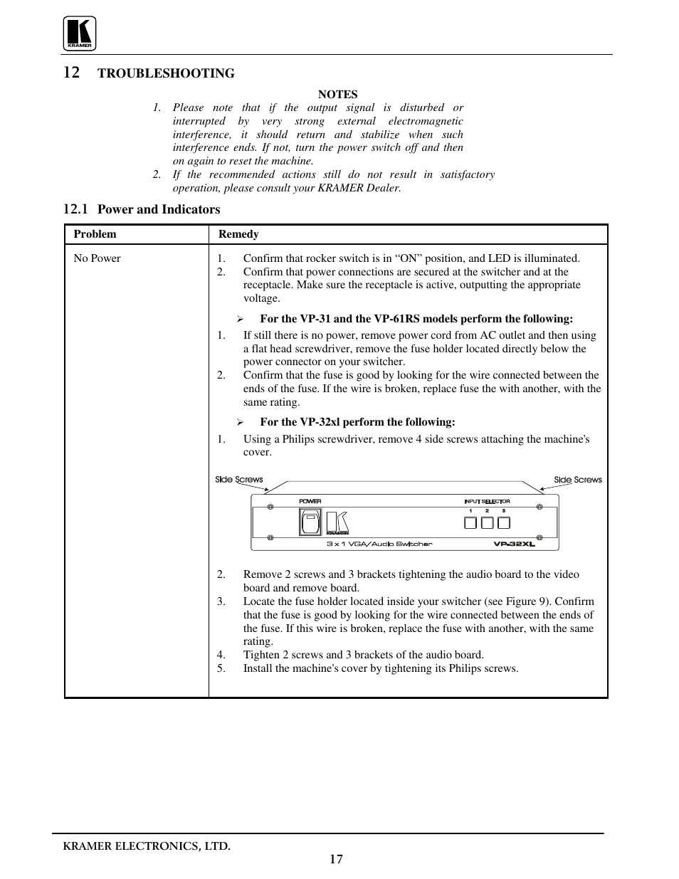 Kramer Electronics VP-31 User Manual | Page 19 / 25