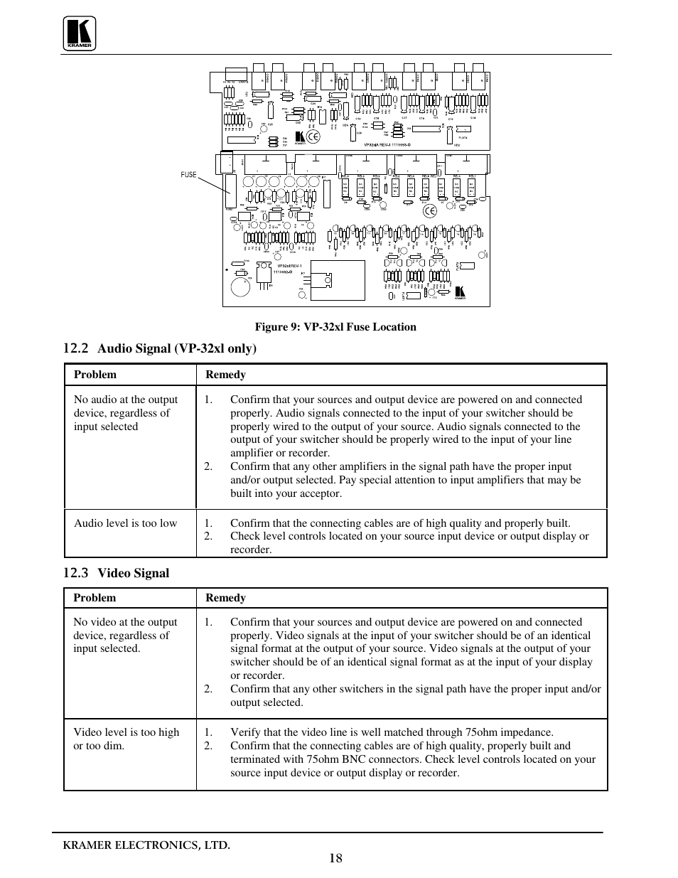 Kramer Electronics VP-31 User Manual | Page 20 / 25