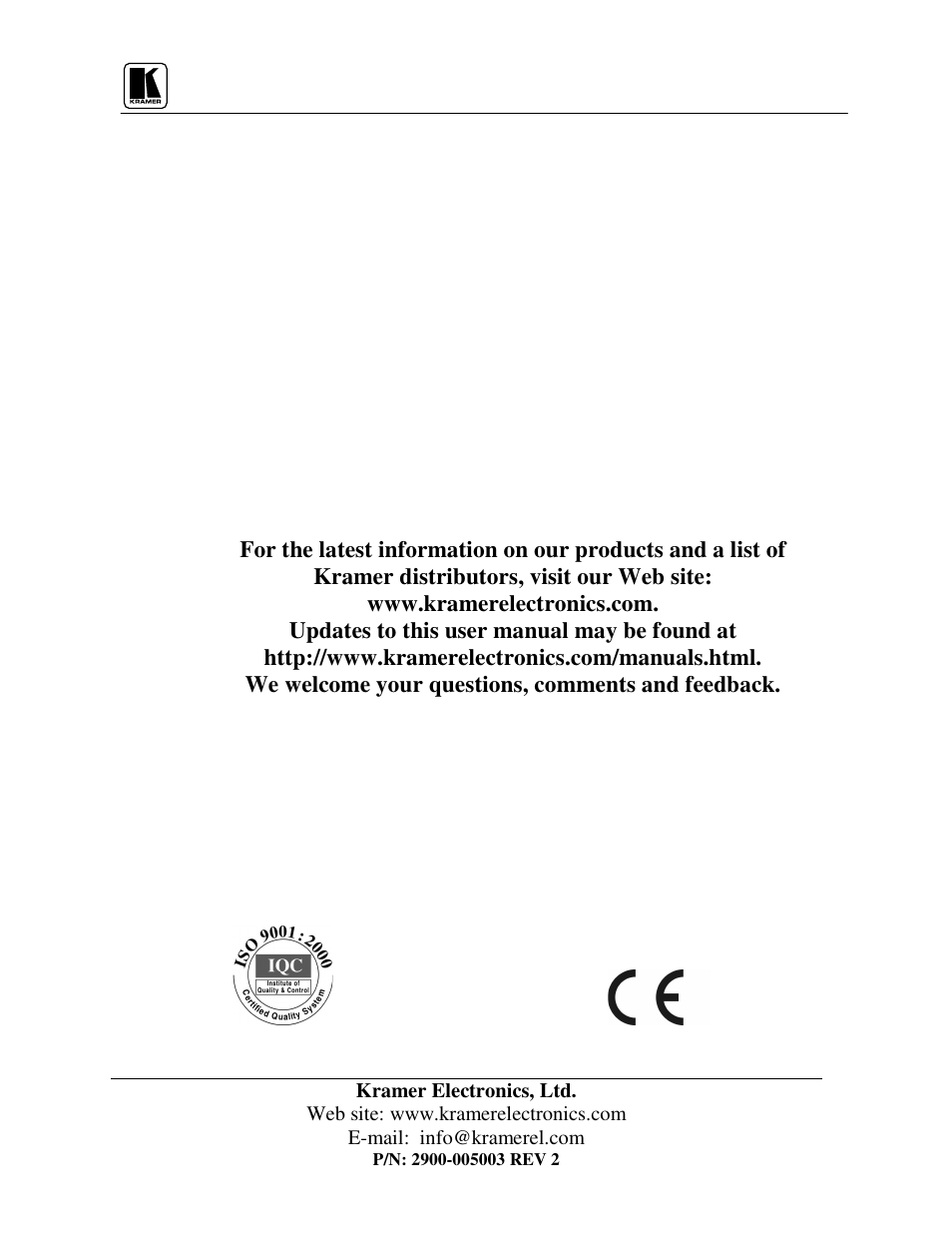 Kramer Electronics VP-31 User Manual | Page 25 / 25