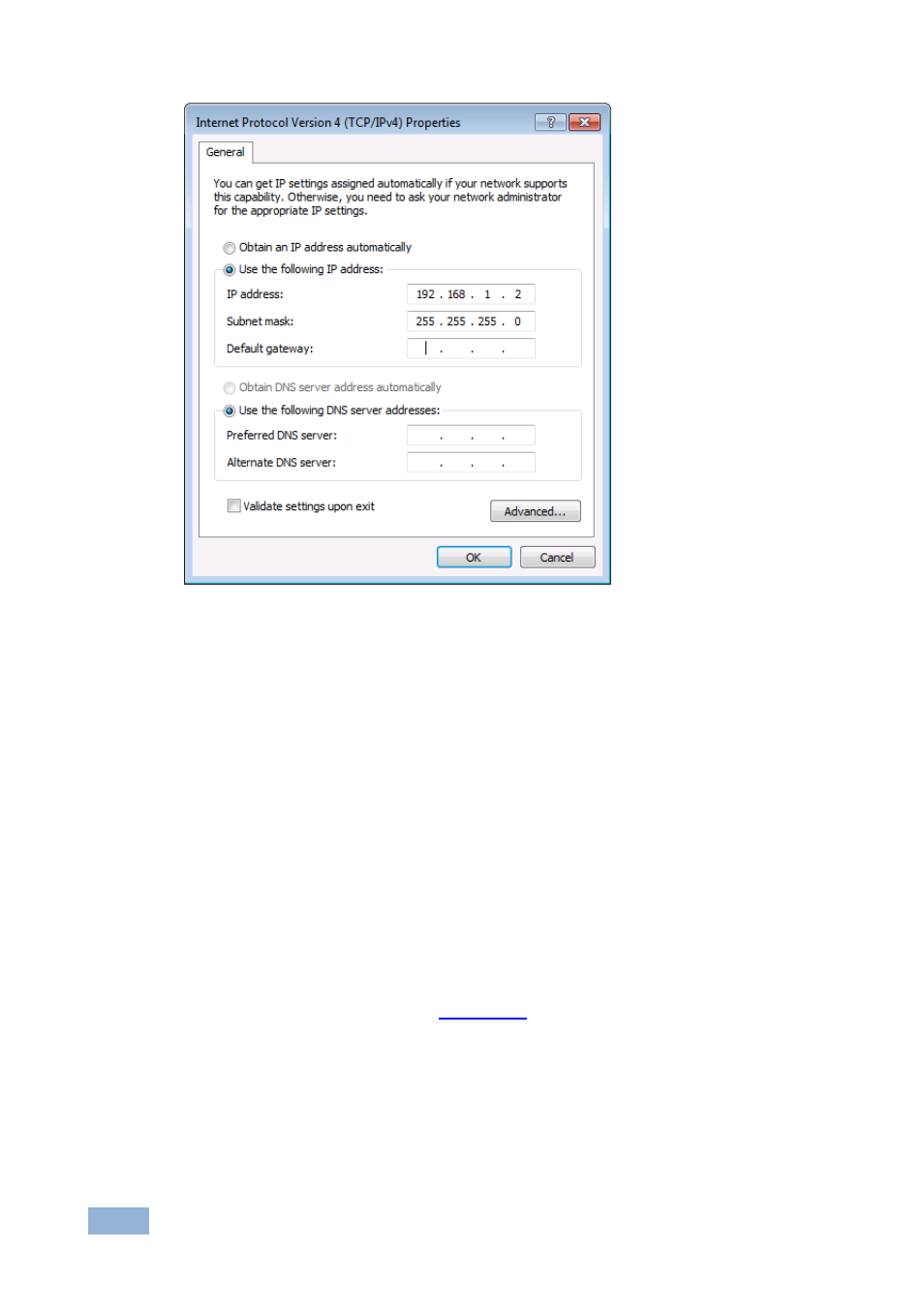 3 control configuration via the ethernet port, Figure 10: internet protocol properties window | Kramer Electronics VP-311DVI User Manual | Page 17 / 20