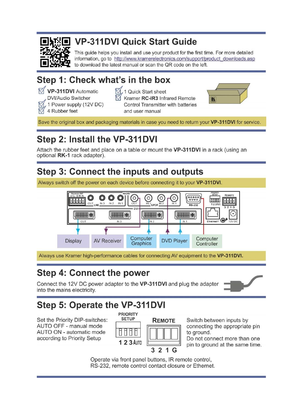 Kramer Electronics VP-311DVI User Manual | Page 2 / 20