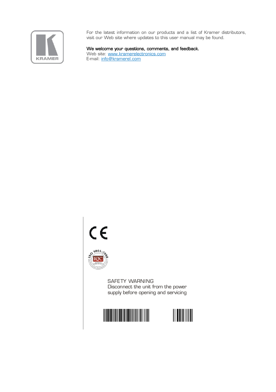 Kramer Electronics VP-311DVI User Manual | Page 20 / 20