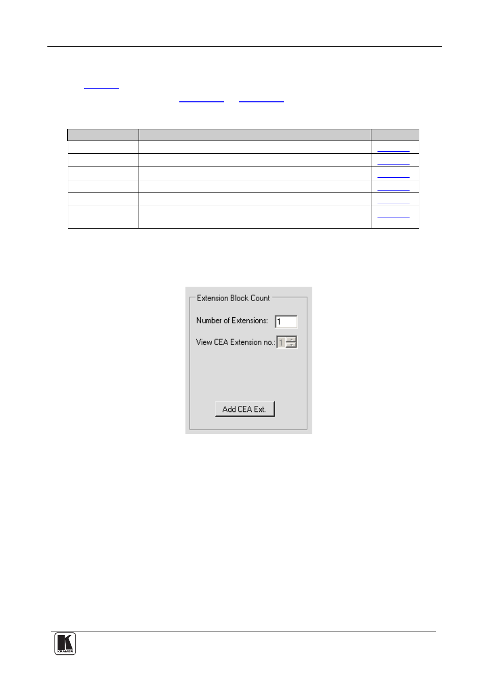 5 cea extension tabs and parameters, Cea extension tabs and parameters, Table 5: cea extension tabs | Kramer Electronics VP-81KSi User Manual | Page 13 / 16