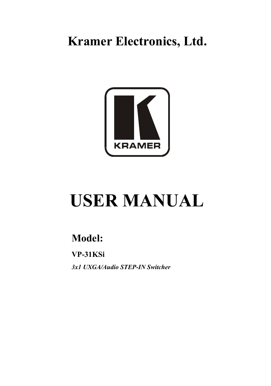 Kramer Electronics VP-31KSi User Manual | 48 pages