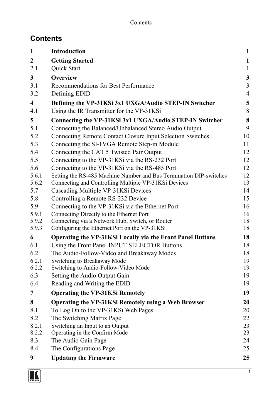 Kramer Electronics VP-31KSi User Manual | Page 2 / 48