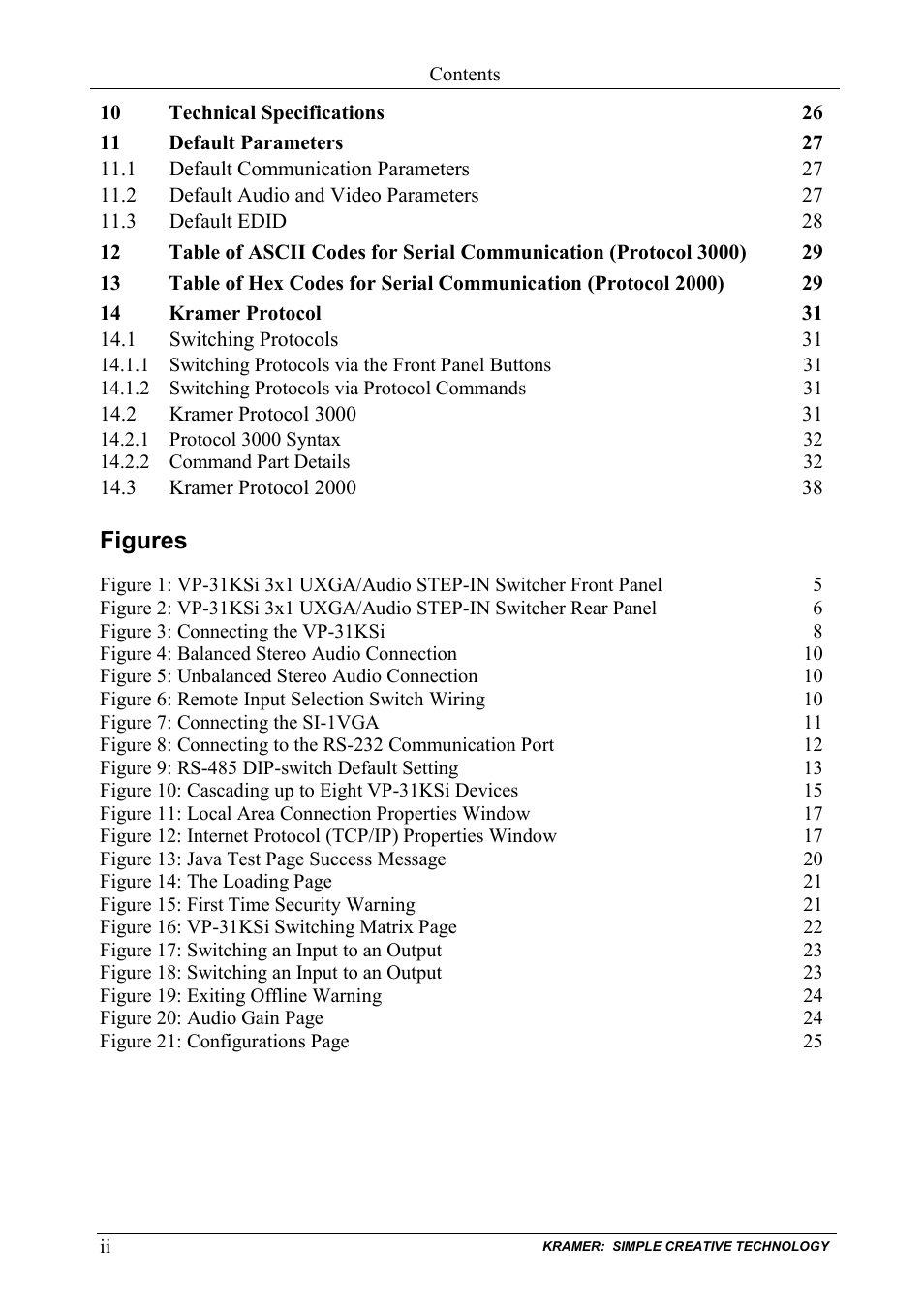 Kramer Electronics VP-31KSi User Manual | Page 3 / 48