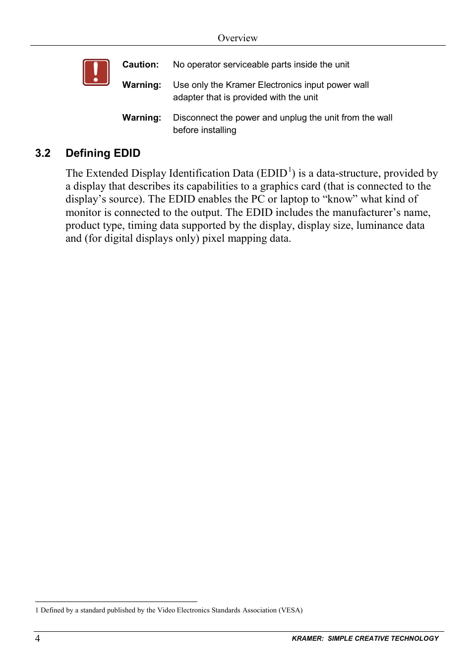 2 defining edid, Defining edid | Kramer Electronics VP-31KSi User Manual | Page 8 / 48