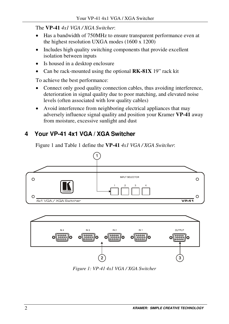 Kramer Electronics VP-41 User Manual | Page 4 / 8