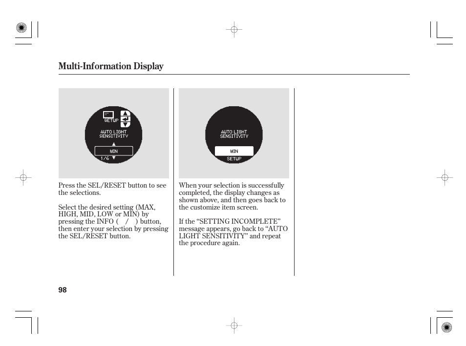 Multi-information display | Acura 2009 TSX User Manual | Page 104 / 526