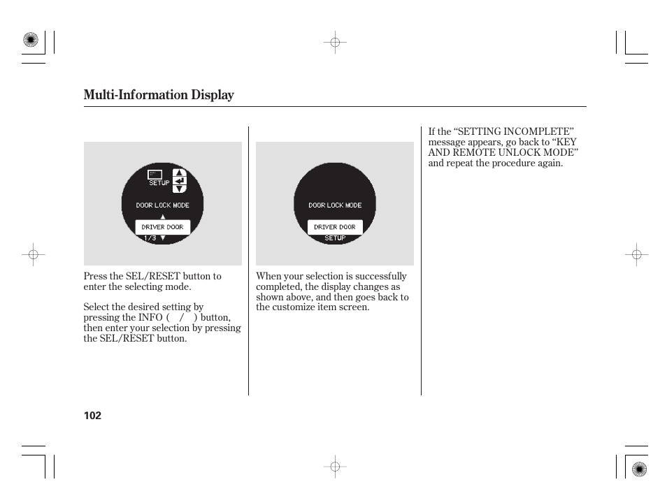 Multi-information display | Acura 2009 TSX User Manual | Page 108 / 526