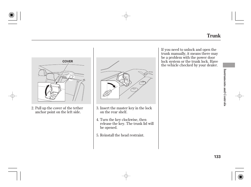 Trunk | Acura 2009 TSX User Manual | Page 139 / 526