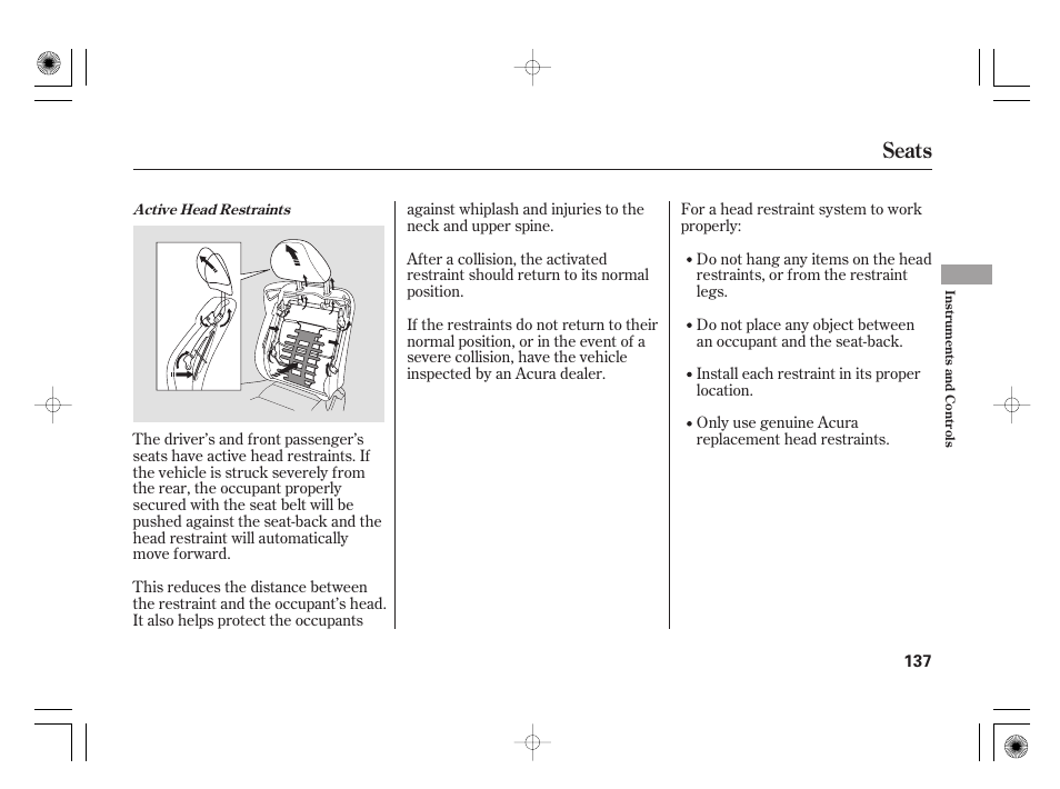 Seats | Acura 2009 TSX User Manual | Page 143 / 526