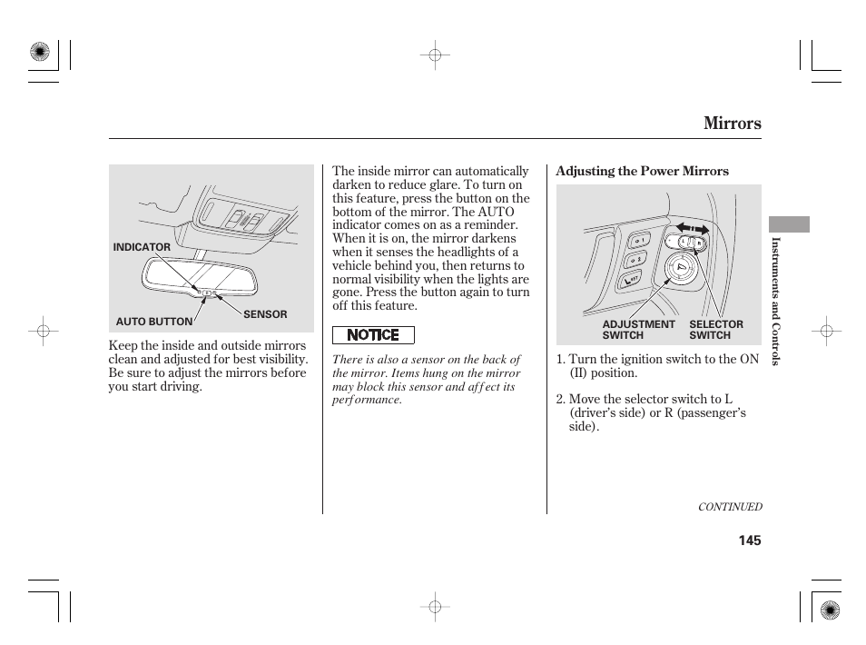 Mirrors | Acura 2009 TSX User Manual | Page 151 / 526