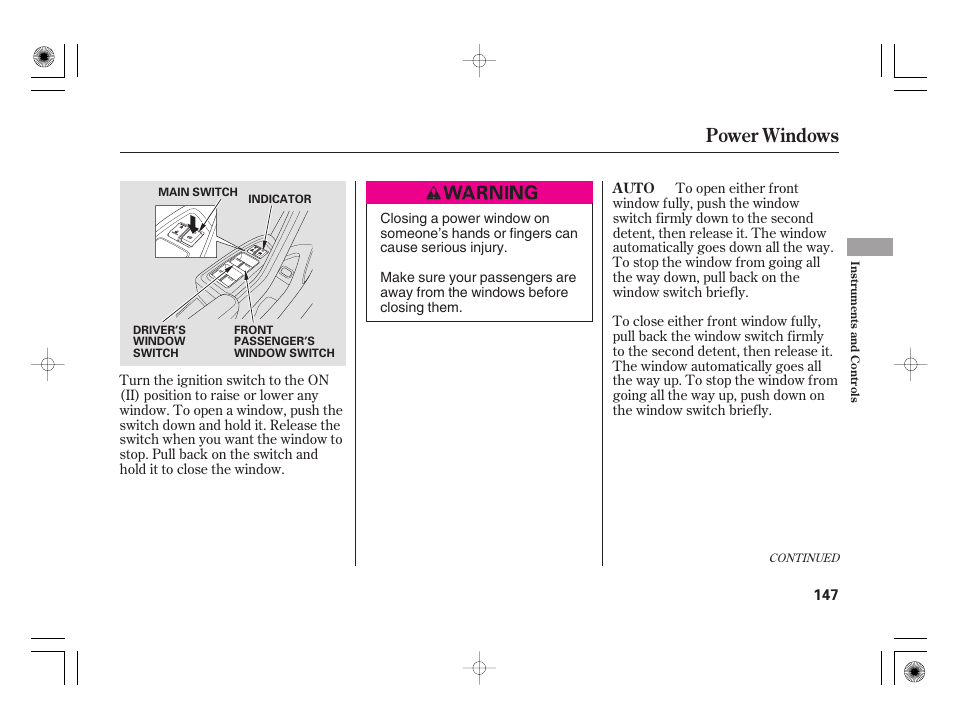 Power windows | Acura 2009 TSX User Manual | Page 153 / 526