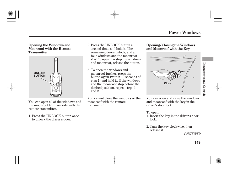 Power windows | Acura 2009 TSX User Manual | Page 155 / 526