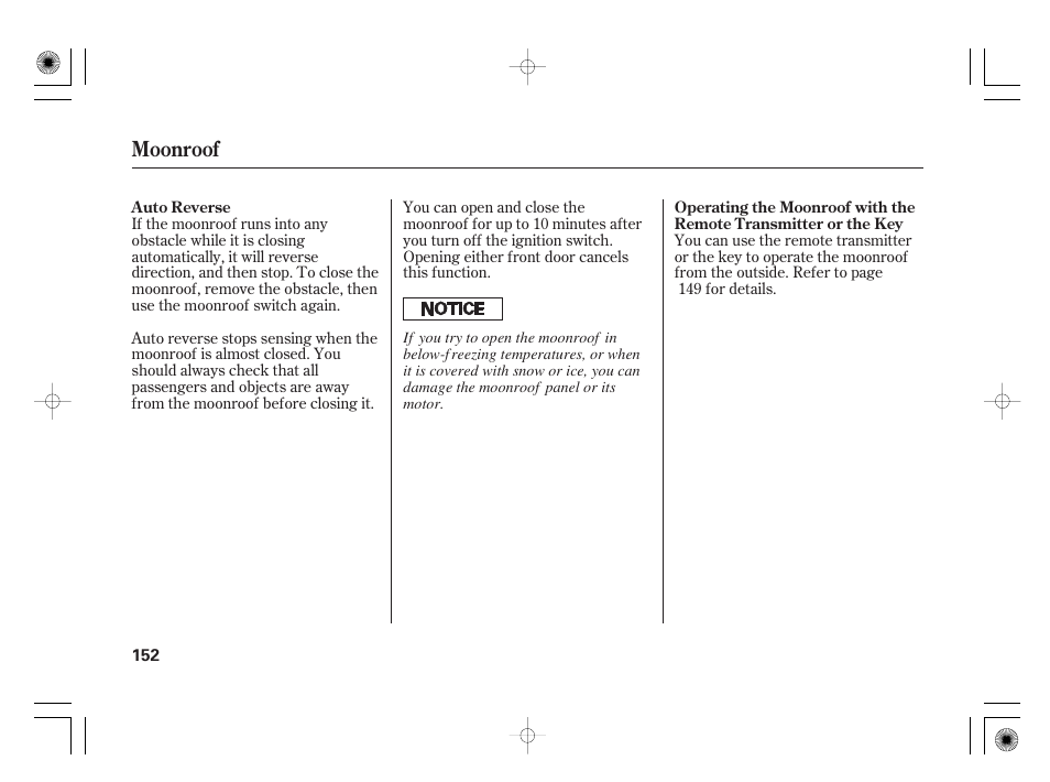 Moonroof | Acura 2009 TSX User Manual | Page 158 / 526