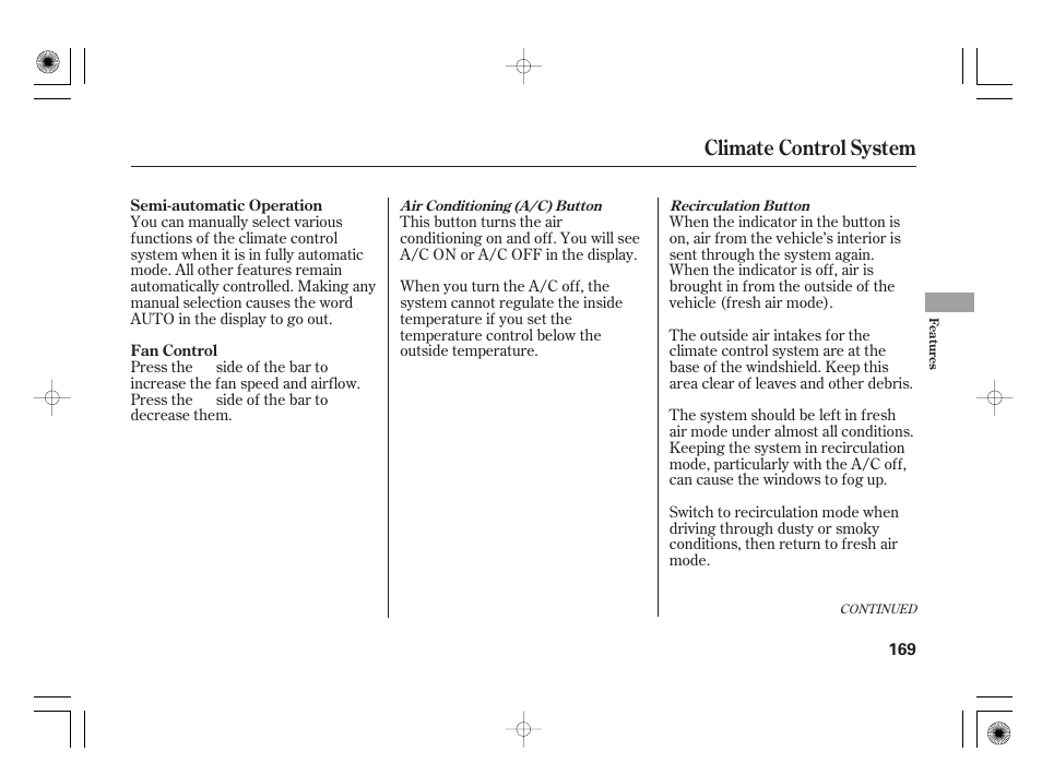 Climate control system | Acura 2009 TSX User Manual | Page 175 / 526