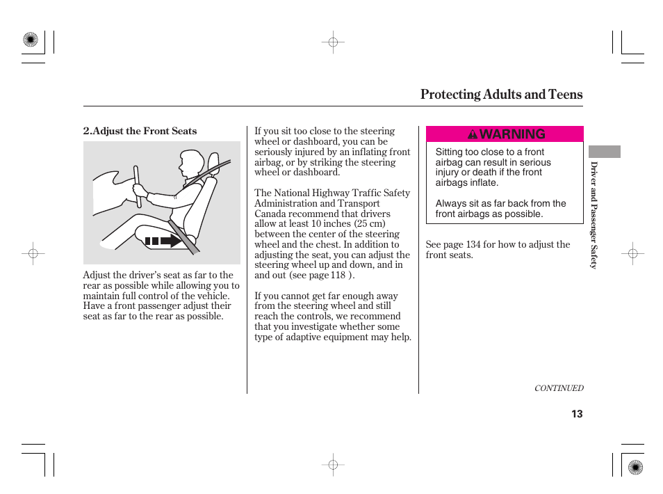 Protecting adults and teens | Acura 2009 TSX User Manual | Page 19 / 526