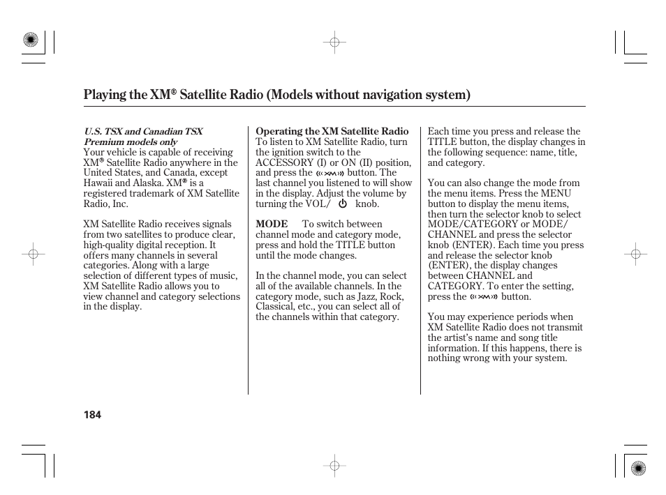Acura 2009 TSX User Manual | Page 190 / 526