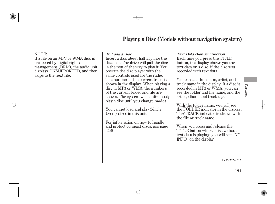 Playing a disc (models without navigation system) | Acura 2009 TSX User Manual | Page 197 / 526