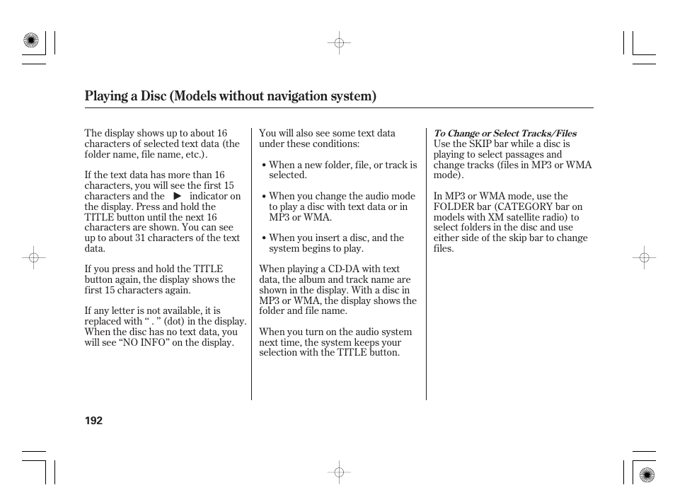 Playing a disc (models without navigation system) | Acura 2009 TSX User Manual | Page 198 / 526