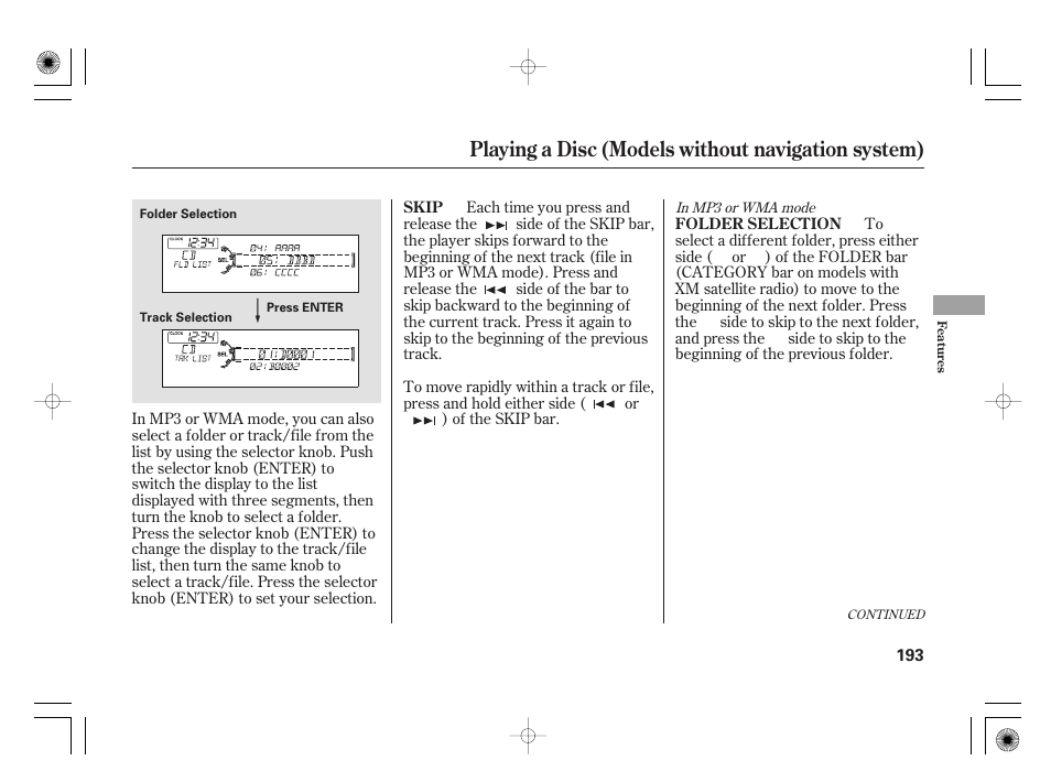 Playing a disc (models without navigation system) | Acura 2009 TSX User Manual | Page 199 / 526