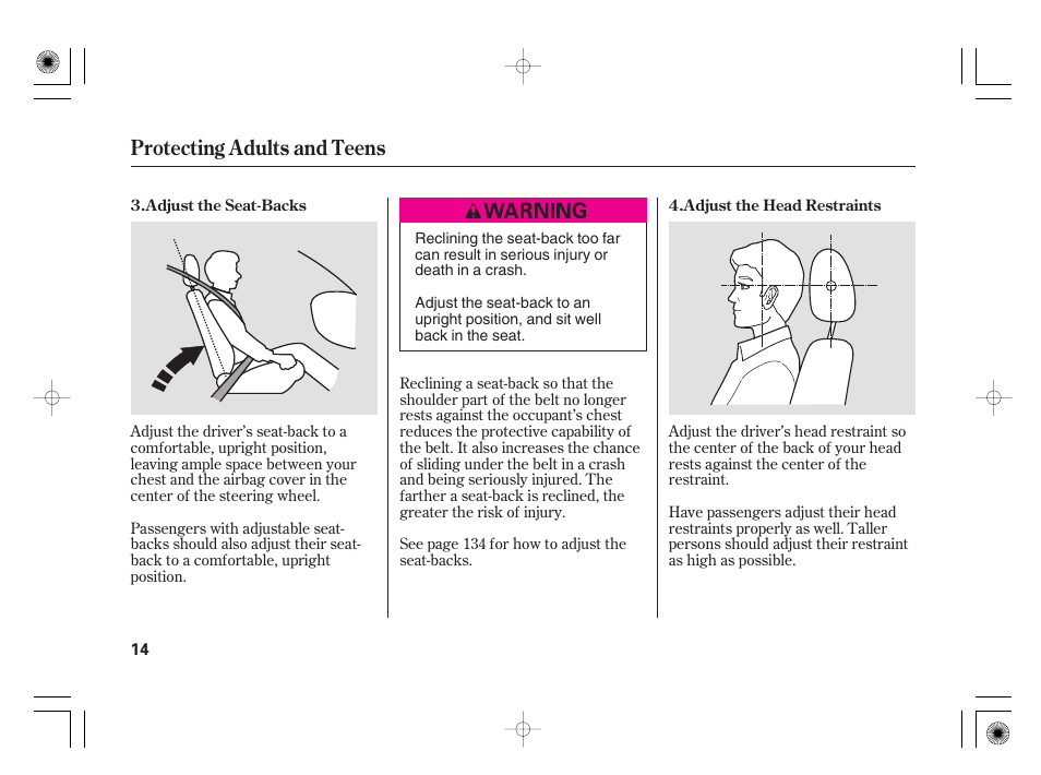 Protecting adults and teens | Acura 2009 TSX User Manual | Page 20 / 526