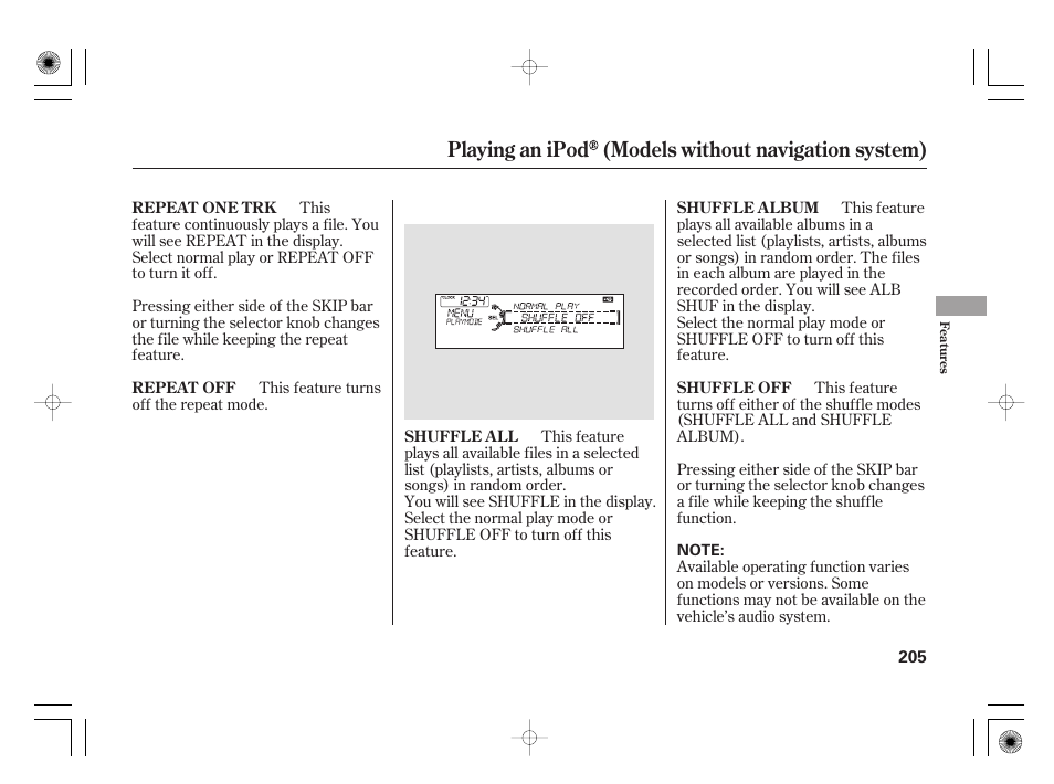 Playing an ipod (models without navigation system) | Acura 2009 TSX User Manual | Page 211 / 526