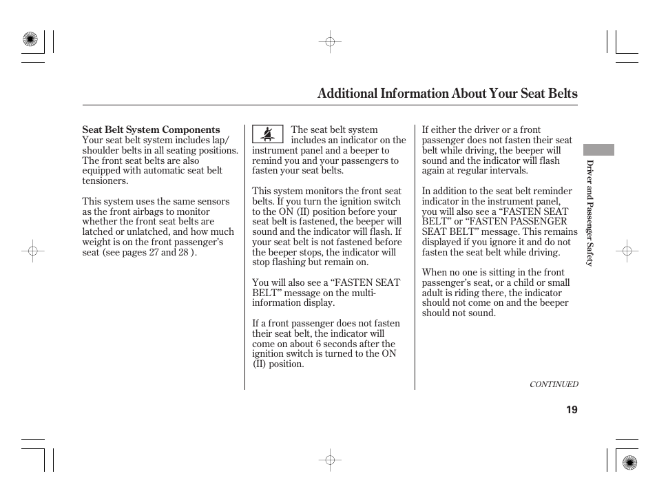 Additional information about your seat belts | Acura 2009 TSX User Manual | Page 25 / 526