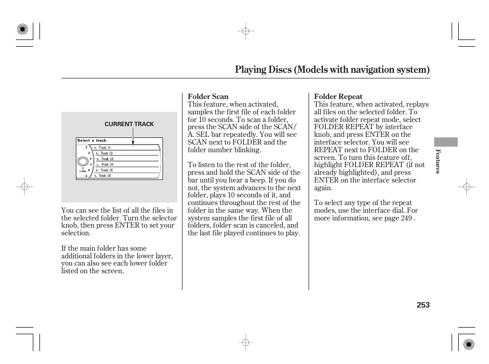 Playing discs (models with navigation system) | Acura 2009 TSX User Manual | Page 259 / 526
