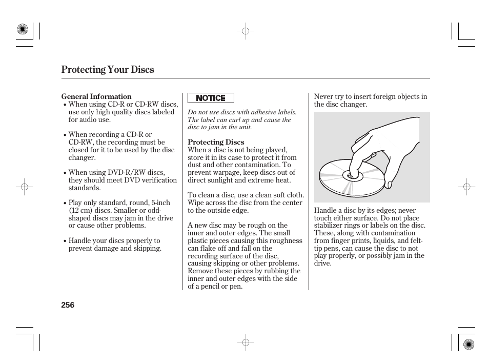 Protecting your discs | Acura 2009 TSX User Manual | Page 262 / 526