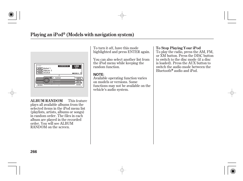 Playing an ipod (models with navigation system) | Acura 2009 TSX User Manual | Page 272 / 526