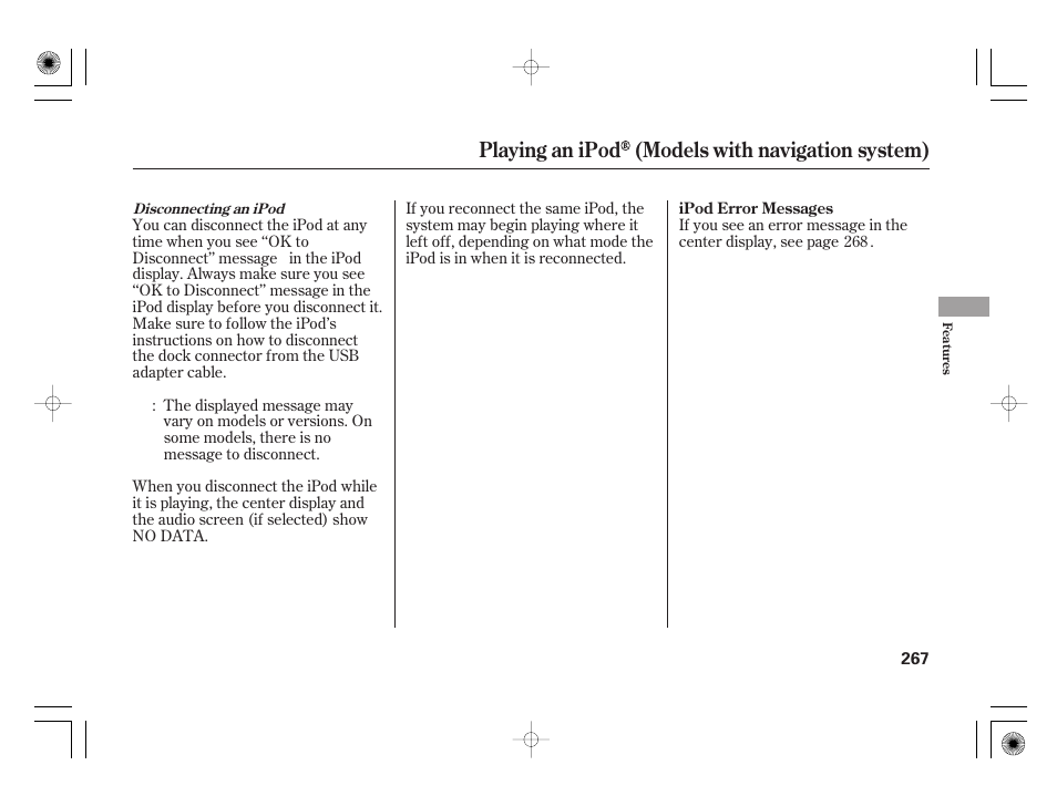 Playing an ipod (models with navigation system) | Acura 2009 TSX User Manual | Page 273 / 526
