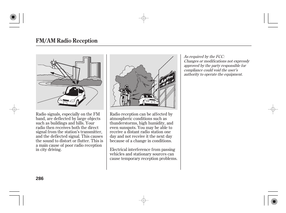 Fm/am radio reception | Acura 2009 TSX User Manual | Page 292 / 526