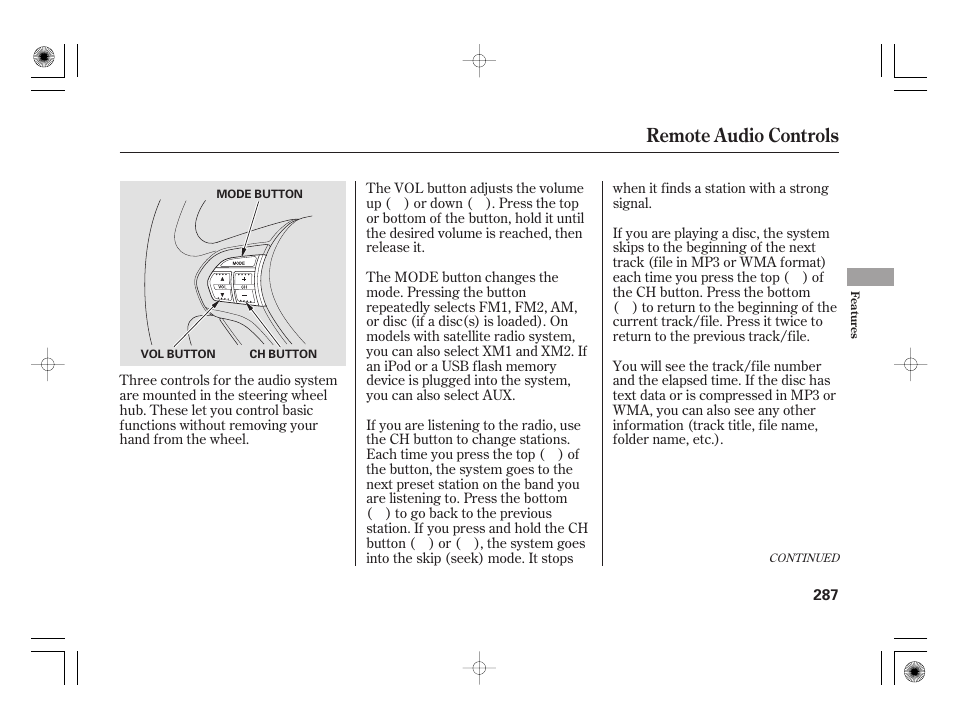 Remote audio controls | Acura 2009 TSX User Manual | Page 293 / 526