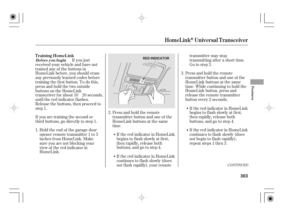 Homelink universal transceiver | Acura 2009 TSX User Manual | Page 309 / 526
