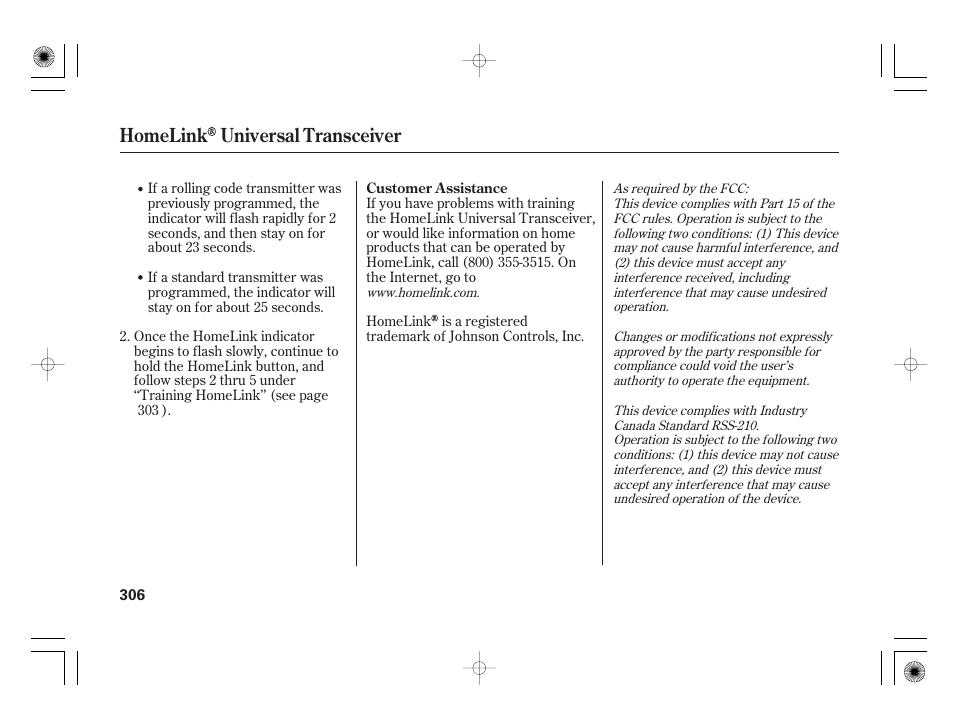 Homelink universal transceiver | Acura 2009 TSX User Manual | Page 312 / 526