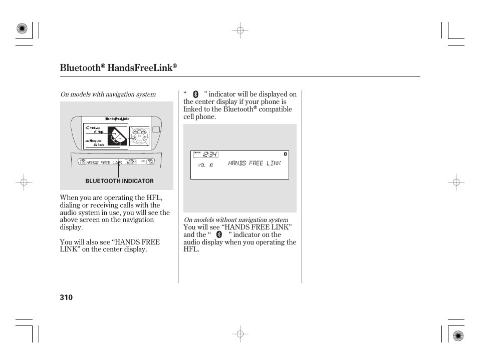 Bluetooth handsfreelink | Acura 2009 TSX User Manual | Page 316 / 526