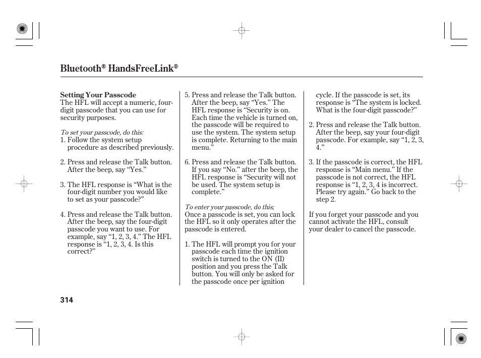 Bluetooth handsfreelink | Acura 2009 TSX User Manual | Page 320 / 526