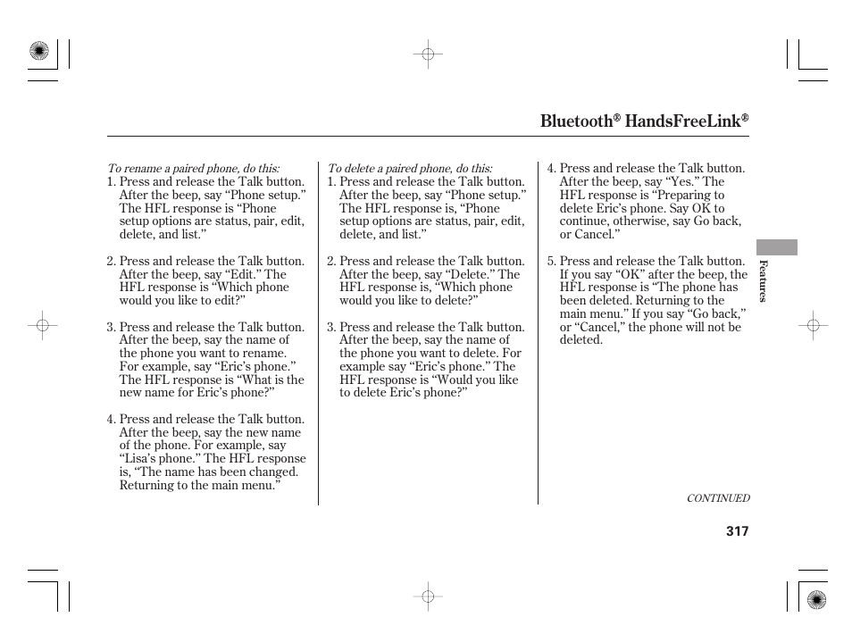 Bluetooth handsfreelink | Acura 2009 TSX User Manual | Page 323 / 526